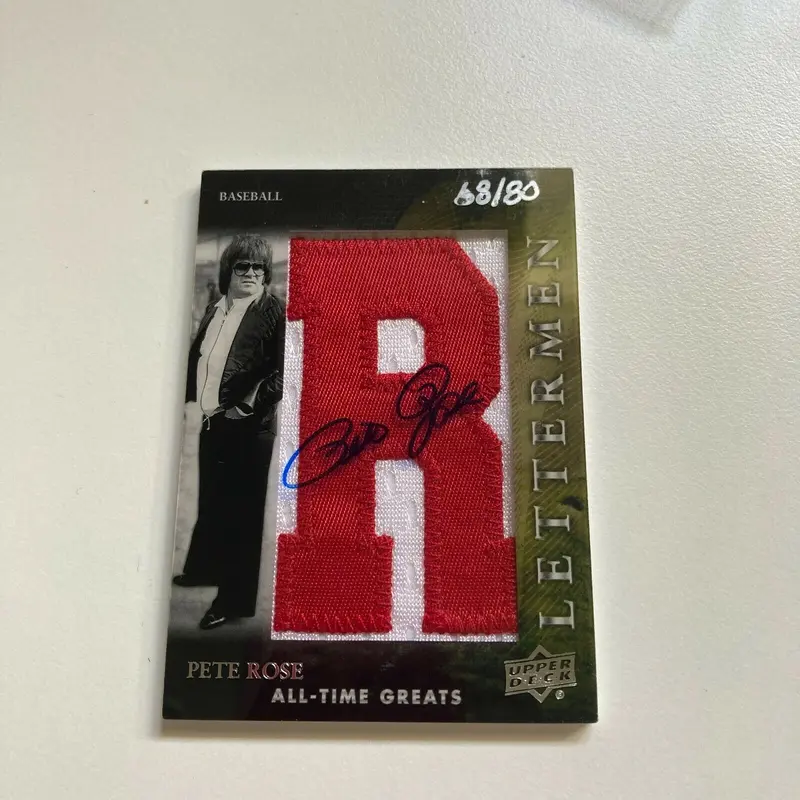 2012 Upper Deck Pete Rose Letterman #68/80 Patch Auto Signed Baseball Card