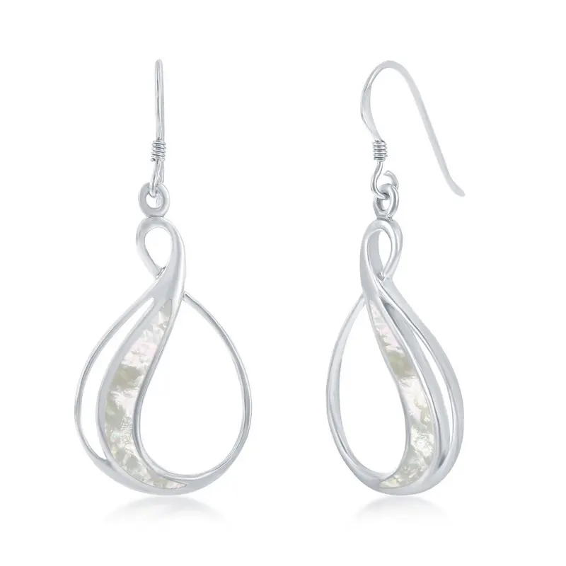 Sterling Silver, Pearshaped White MOP Earrings