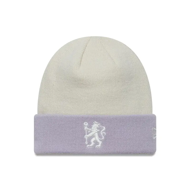 Chelsea FC Lion Crest Womens Contrast Cream Cuff Knit Beanie Hat