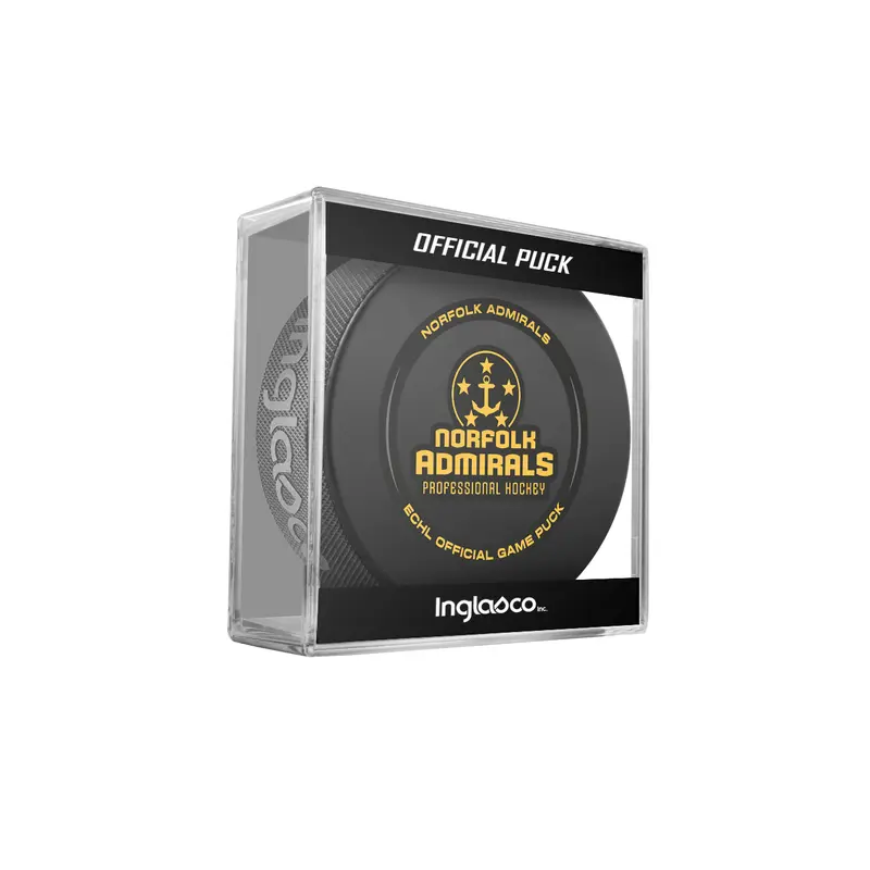 ECHL Norfolk Admirals 2024-25 Official Game Hockey Puck In Cube