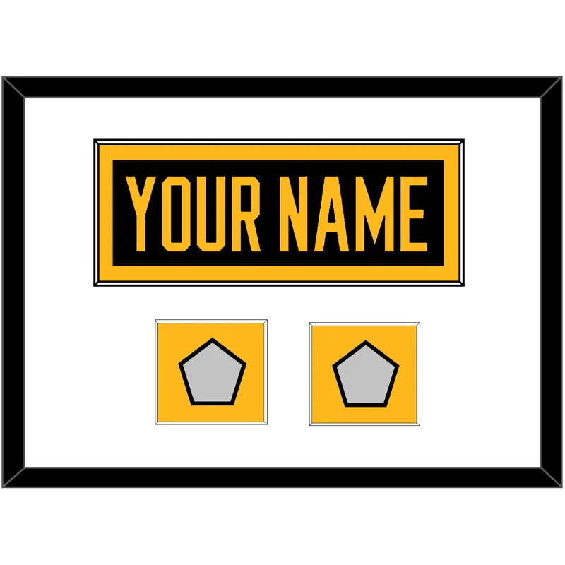 Pittsburgh Nameplate & 2 Stanley Cup Finals Patches - Home Black - Single Mat 1