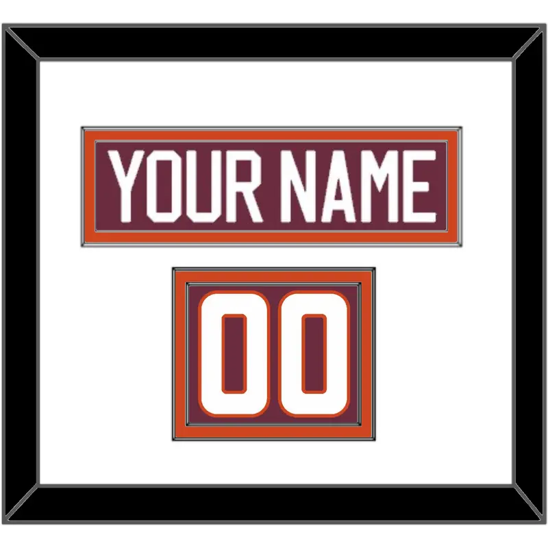 Virginia Tech Hockey Nameplate & Number (Shoulder) - Road Maroon - Double Mat 1