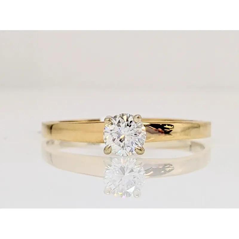 14K .25 CARAT TOTAL I1 H DIAMOND ROUND ESTATE SOLITAIRE RING 1.1 GRAM