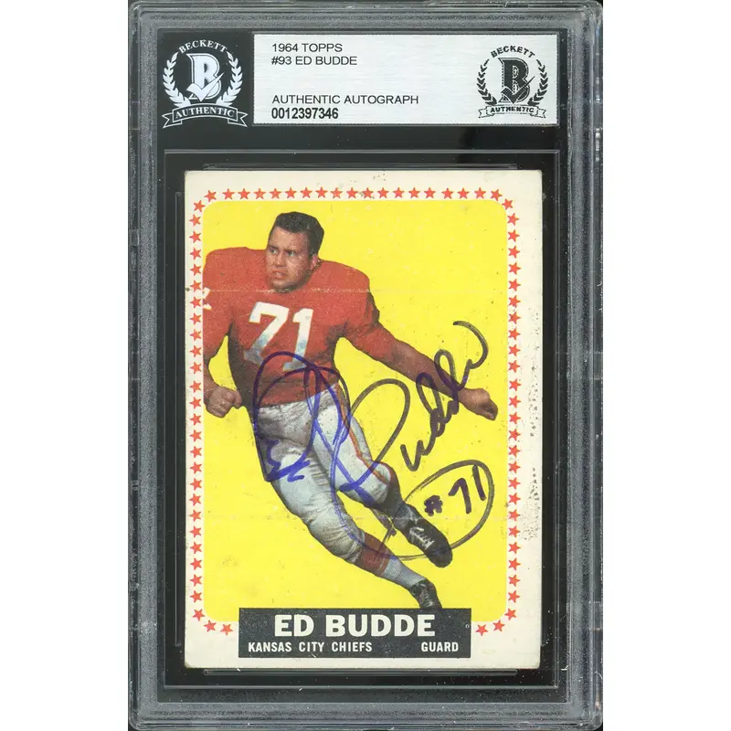 Chiefs Ed Budde Authentic Signed 1964 Topps #93 Card BAS Slabbed #28\2
5