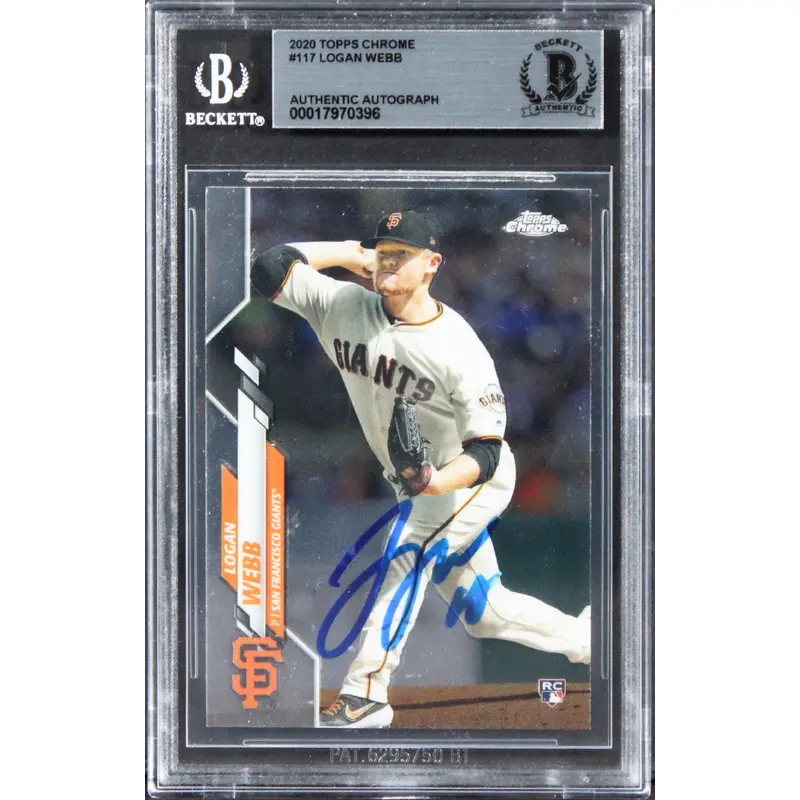Giants Logan Webb Authentic Signed 2020 Topps Chrome #117 Card BAS Slabbed