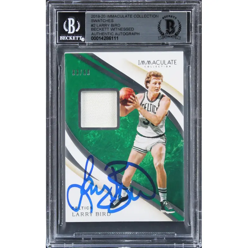 Larry Bird Signed 2019 Immaculate Collection Swatches #2 Card Auto 10! BAS Slab