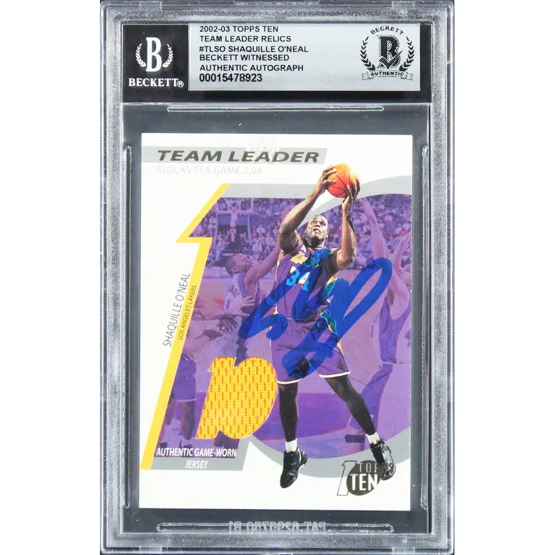 Shaquille O'Neal Signed 2002 Topps Relics #TLSO #504/1500 Card Auto 10! BAS Slab
