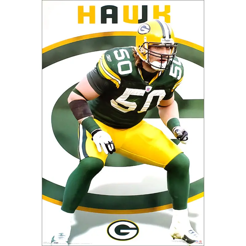 A.J. Hawk "Bruiser" Green Bay Packers NFL Action Poster - Costacos 2007