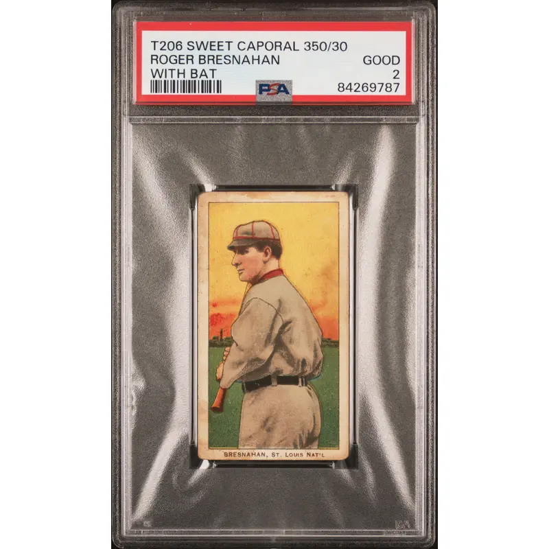 Roger Bresnahan 1909-11 T206 Sweet Caporal 350/30 With Bat PSA 2 Good