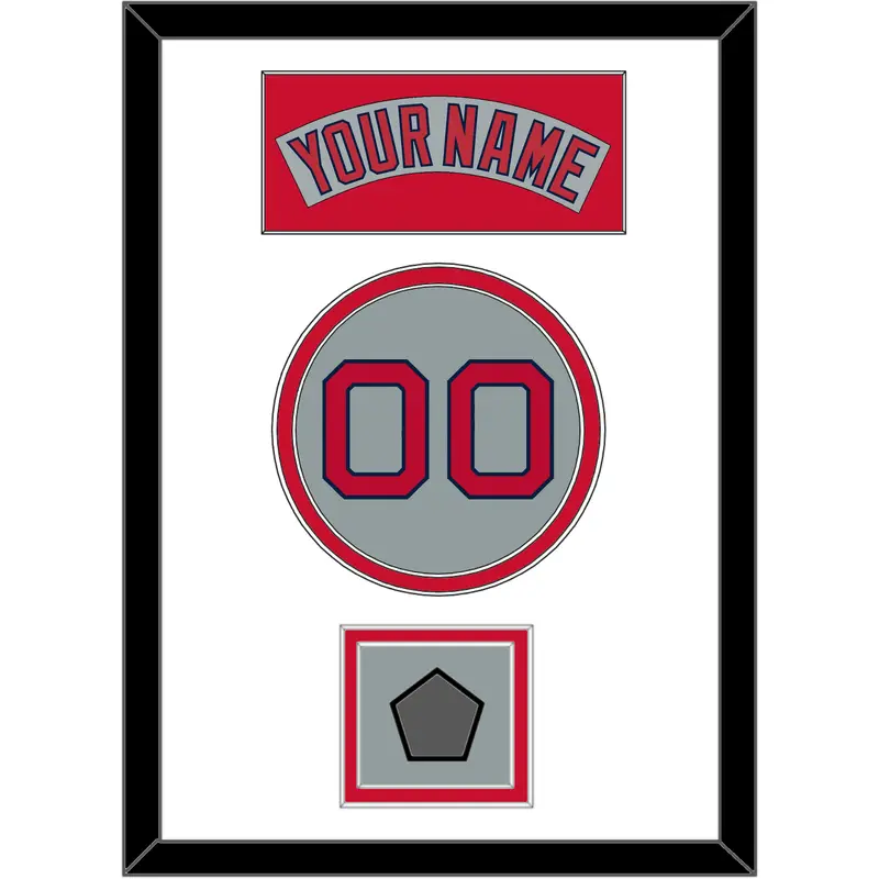 Boston Nameplate, Number & World Series Jersey Patch - Road Gray (1992-2008) - Double Mat 2