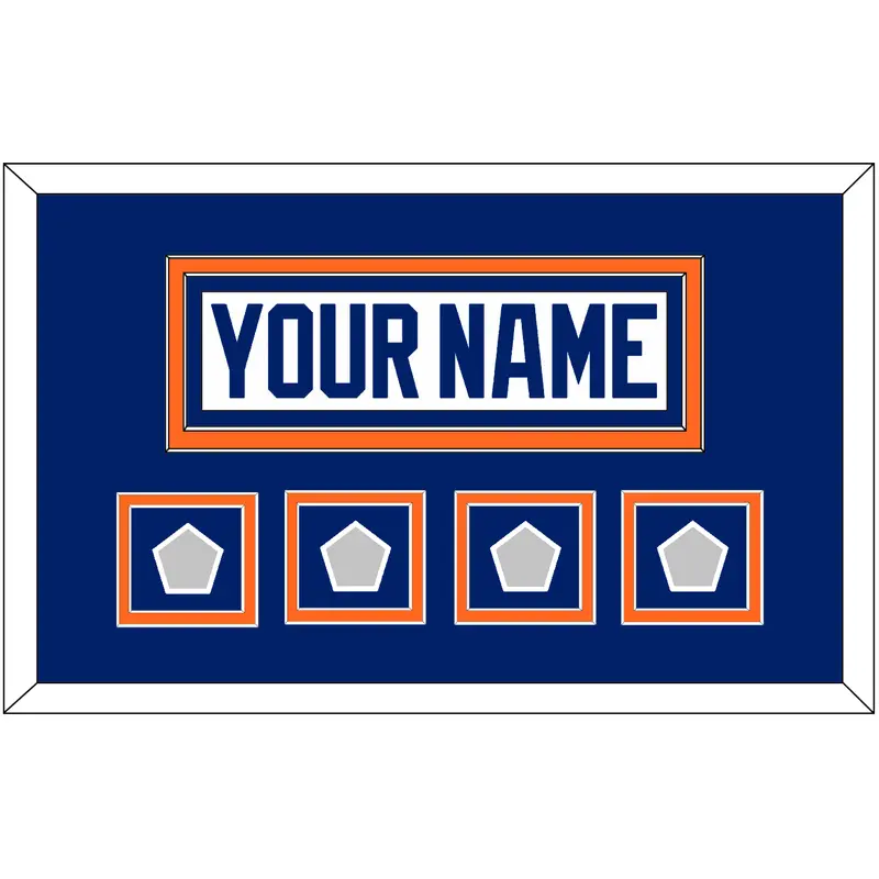 Edmonton Nameplate & 4 Stanley Cup Champions Patches - Home White (1981-1994) - Double Mat 3