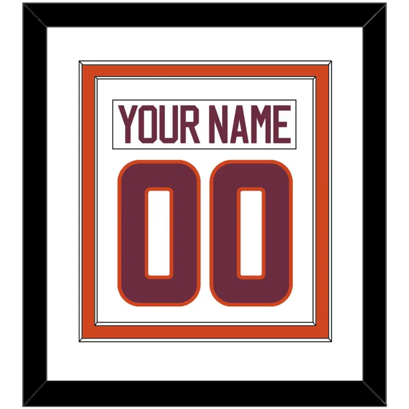 Virginia Tech Hockey Nameplate & Number (Back) Combined - Home White - Double Mat 2