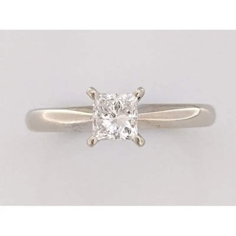 14K WHITE .47 CARAT TOTAL SI2 H DIAMOND PRINCESS CUT ESTATE RING 2.2 GRAMS