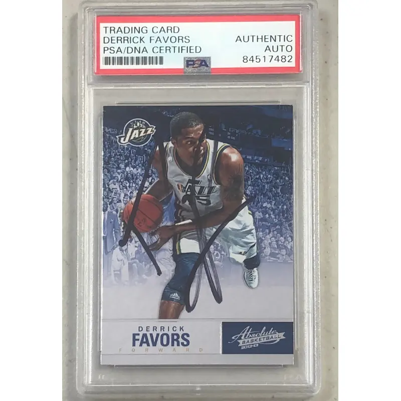 2012-13 Absolute Basketball #18 Derrick Favors Signed Card AUTO PSA Slabbed Jazz