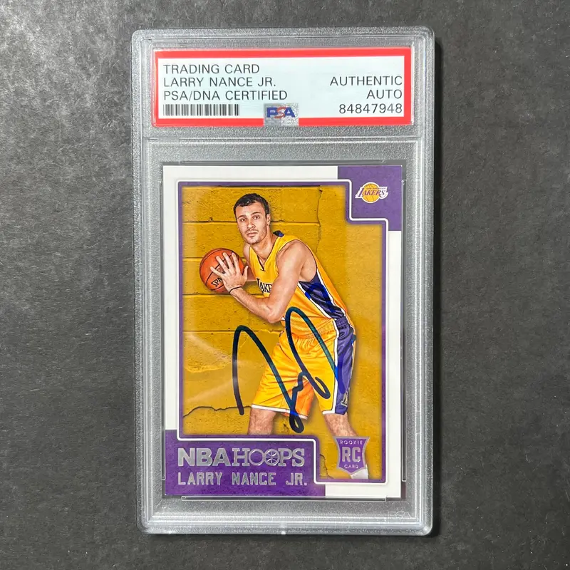 2015-16 NBA Hoops #291 Larry Nance Jr. Signed Card PSA Slabbed Lakers