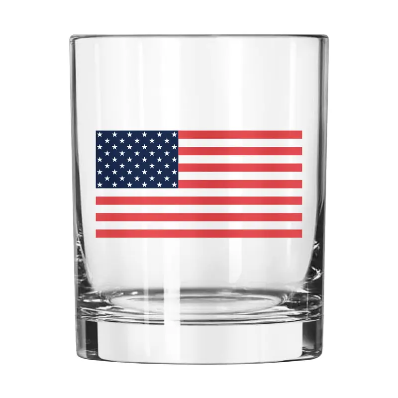 4th of July 14oz American Flag Rocks Glass