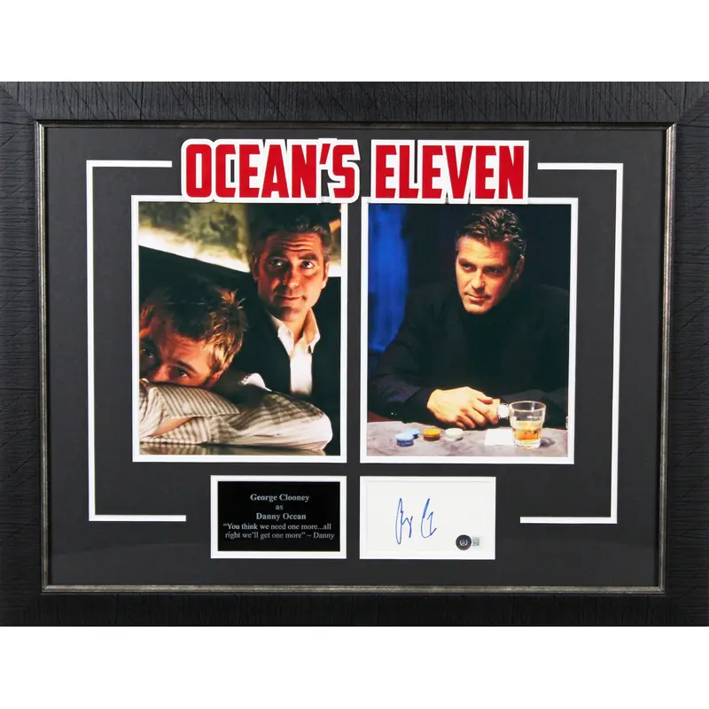 George Clooney Ocean's 11 Authentic Signed & Framed 3x5 Index Card BAS