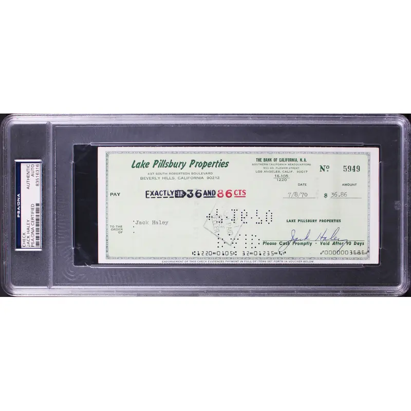 Jack Haley The Wizard Of Oz Double Signed 3.5X8.5 1970 Check PSA/DNA Slabbed