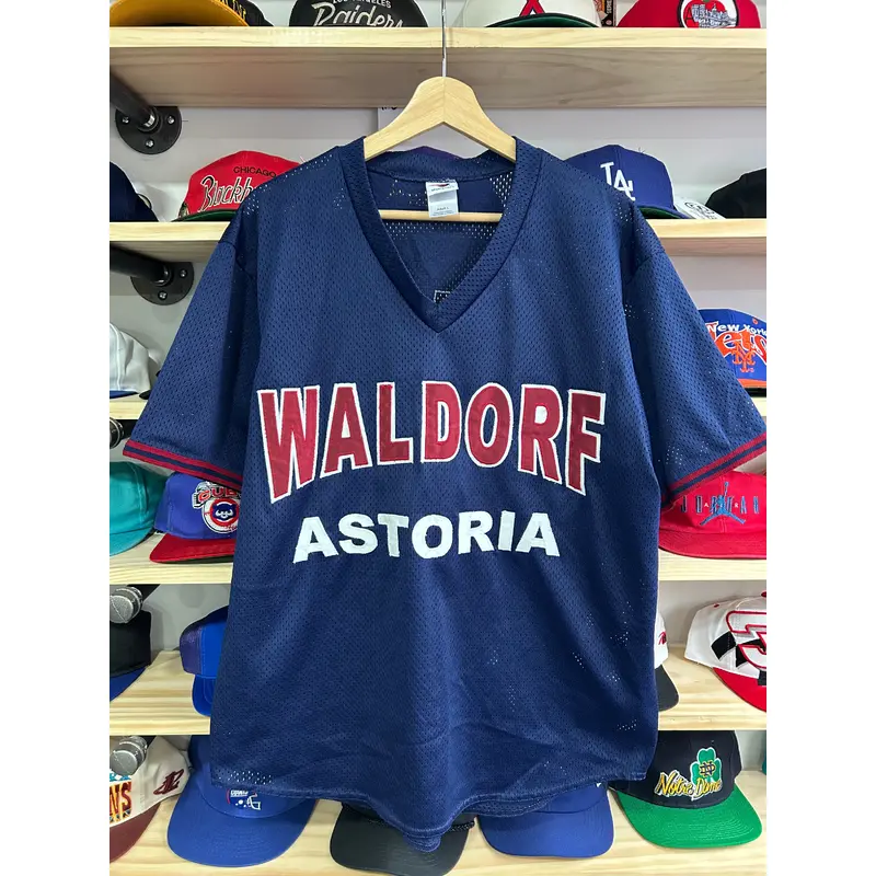 Vintage Waldorf Astoria Stitched Mesh Baseball Jersey Large
