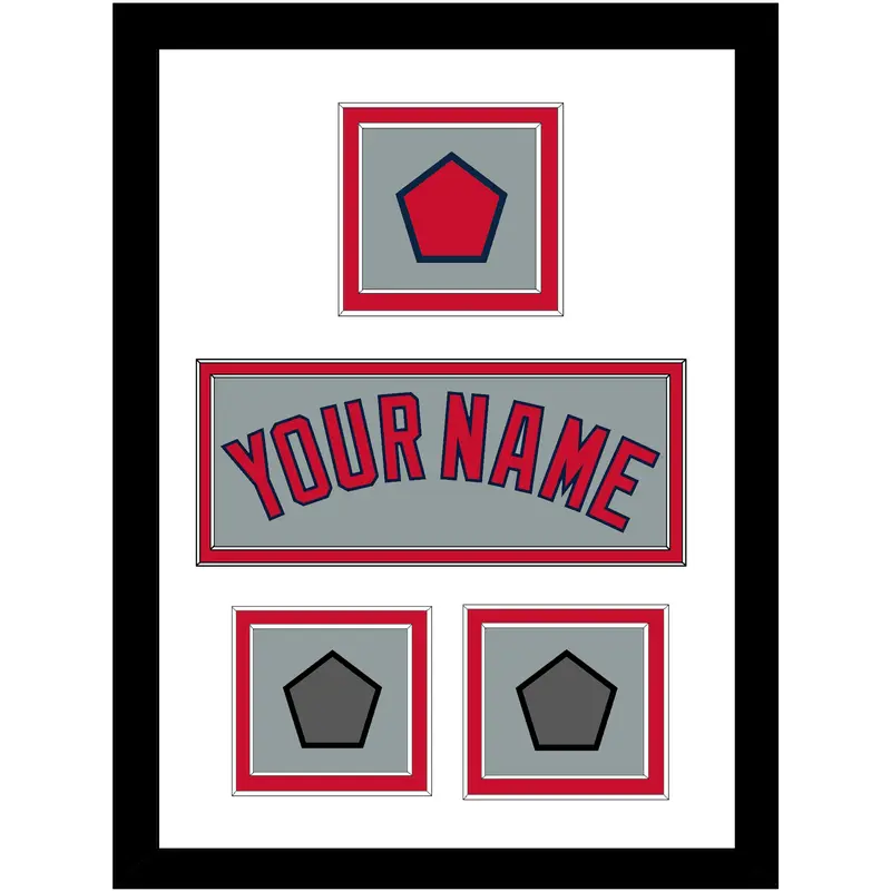 Boston Name, Logo Patch & Two World Series Jersey Patches - Road Gray - Double Mat 1