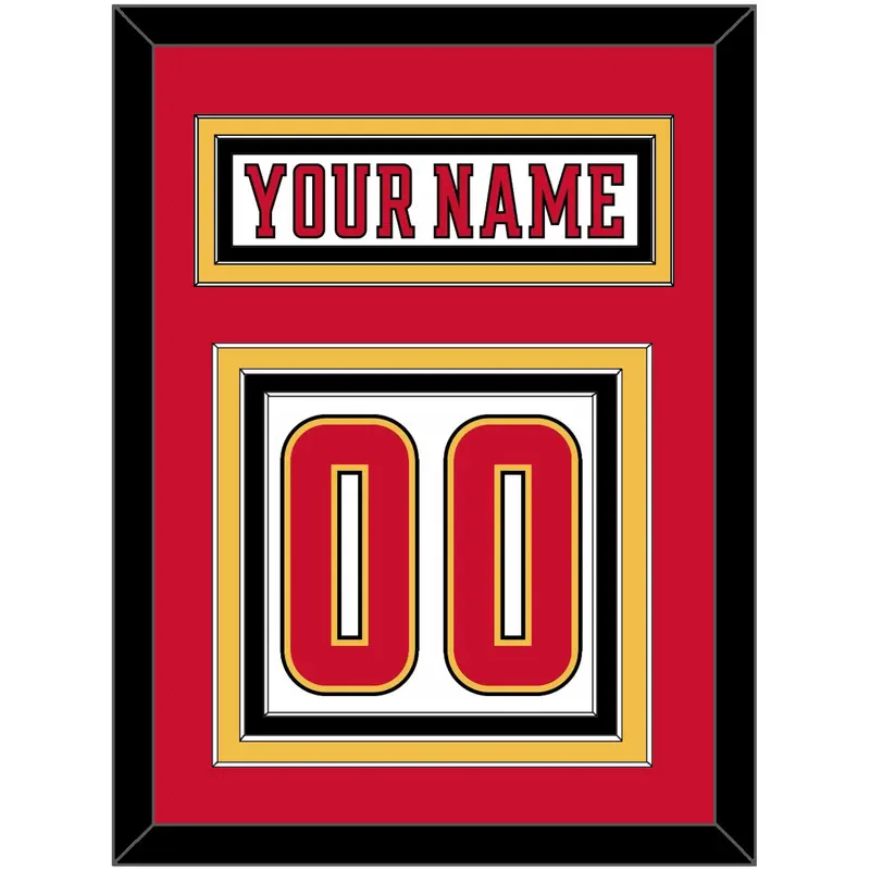 Calgary Nameplate & Number (Back) - Road White (2017-2020) - Triple Mat 2