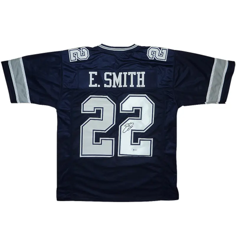 Emmitt Smith Autographed Dallas Cowboys (Blue #22) Jersey - Beckett