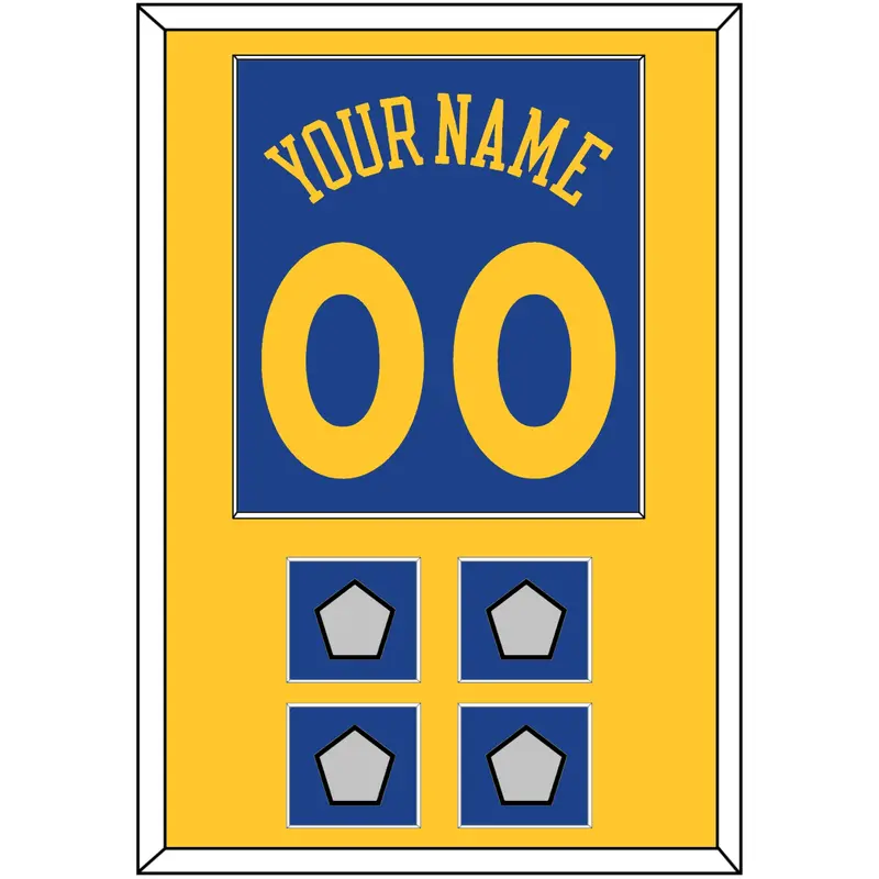 Golden State Name & Number With 4 Finals Patches - Road Blue (2010-2019) - Single Mat 2