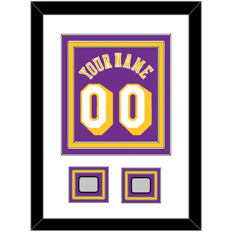 Los Angeles Name & Number With 2 Champions Patches - Road Purple (1978-1997) - Triple Mat 1