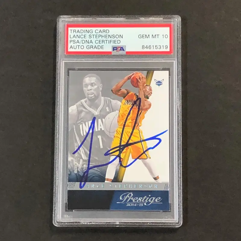 2014-15 Panini Prestige #37 Lance Stephenson Signed Card AUTO 10 PSA Slabbed Hornets