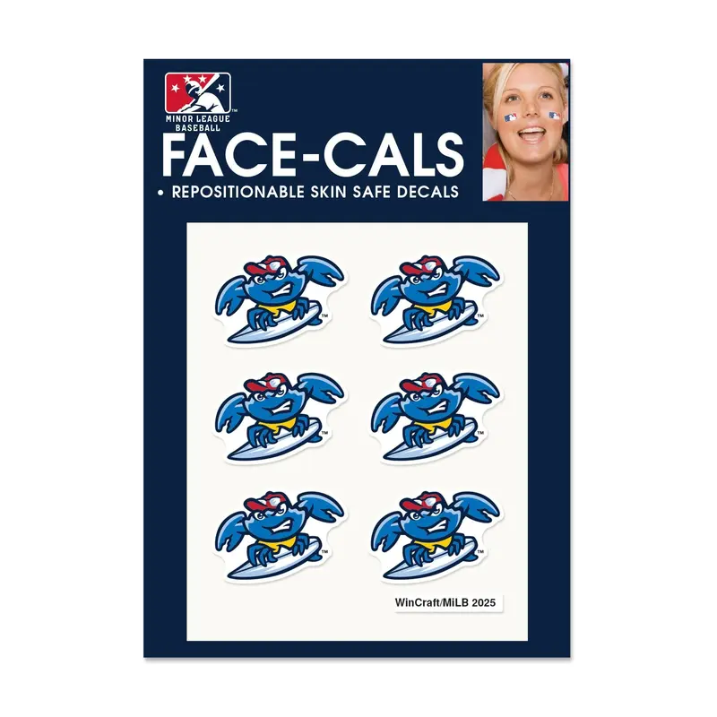 Jersey Shore BlueClaws WinCraft Surfing Crab Face Cals