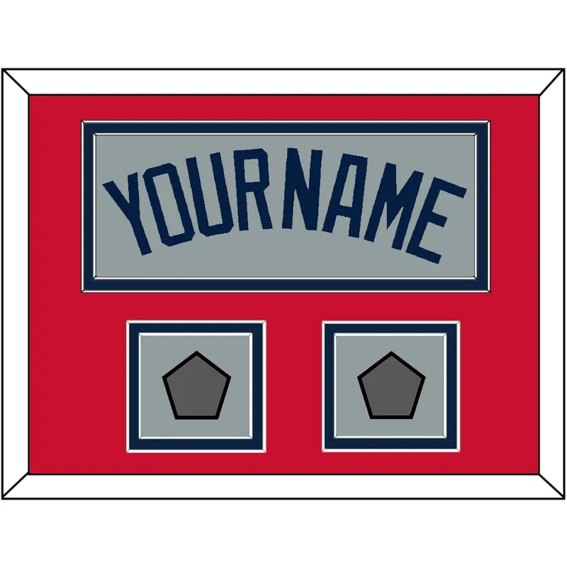 Boston Name & Two World Series Jersey Patches - Road Gray (2009-2013) - Double Mat 2