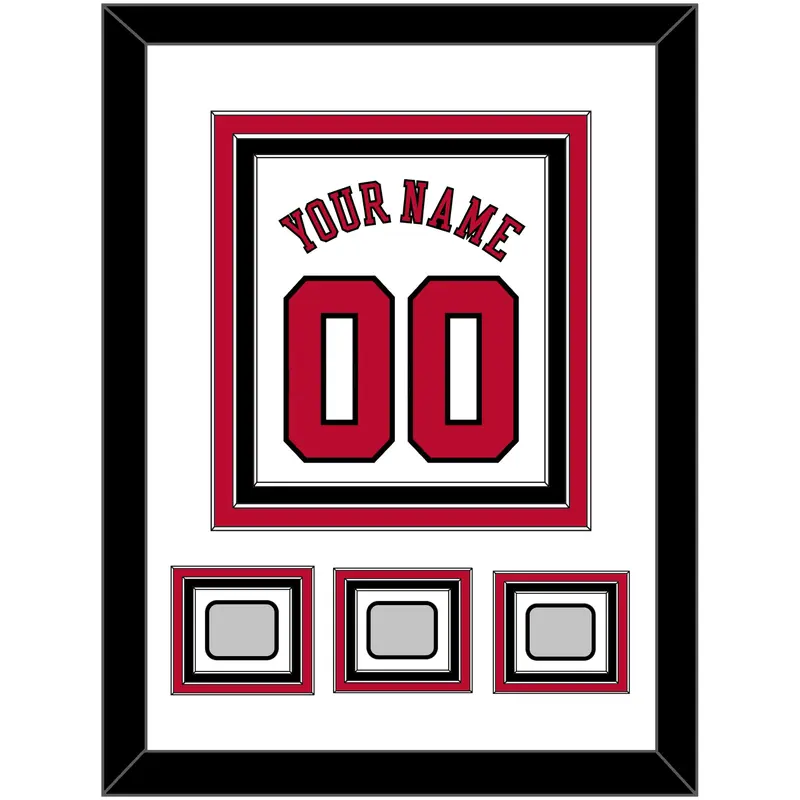 Chicago Name & Number With 3 Finals Patches - Home White (1986-2017) - Triple Mat 1