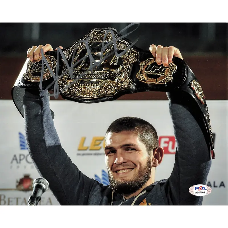 Khabib Nurmagomedov signed 8x10 photo PSA/DNA UFC Fighting Autographed