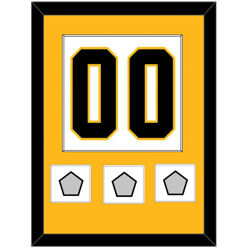 Pittsburgh Number (Back) & 3 Stanley Cup Finals Patches - Road White - Single Mat 2