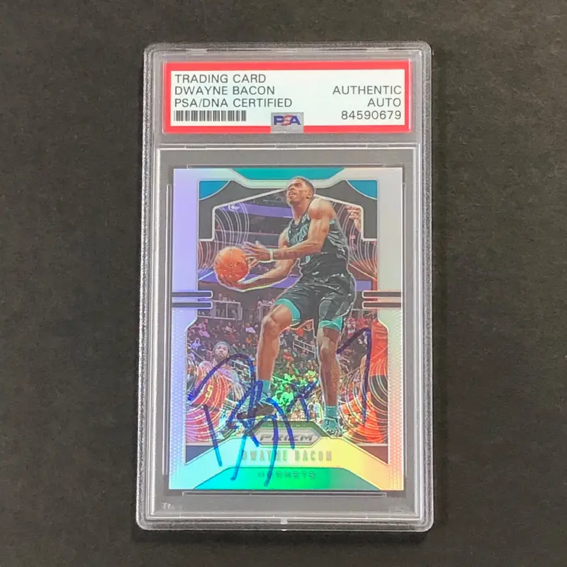2019-20 Panini Prizm Silver #59 Dwayne Bacon Signed Card AUTO PSA/DNA Slabbed Hornets