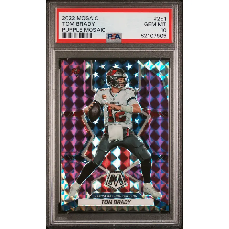 Tom Brady 2022 Panini Mosaic Purple #251 #49/49 PSA 10 Gem Mint
