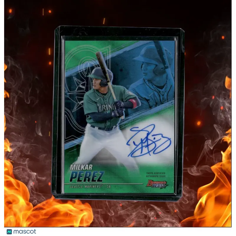 2021 Bowman's Best Milkar Perez Prospect Best of 2021 Green Refractor Auto 48/99