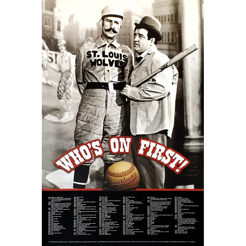 Who's On First Abbott and Costello Baseball Comedy Routine Poster- Allu