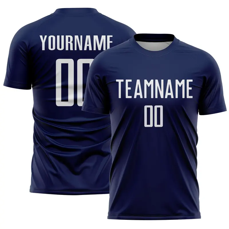 Custom Navy White Sublimation Soccer Uniform Jersey