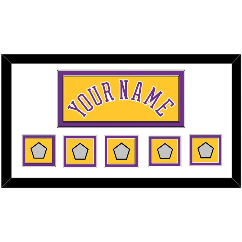 Los Angeles Name & 5 Trophy Patches - Home Yellow (1978-1997) - Double Mat 1