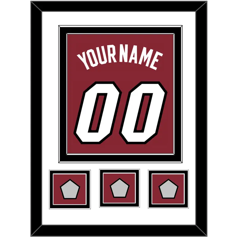 Miami Name & Number With 3 Finals Patches - Alternate Red (2009-2017) - Double Mat 1