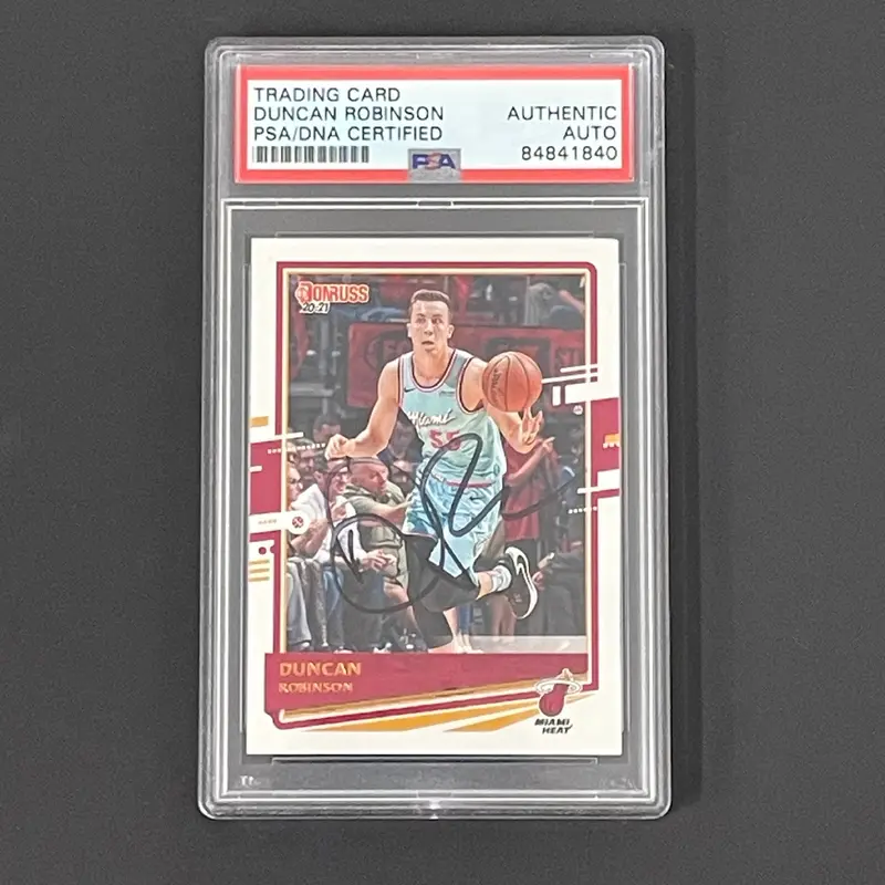 2020-21 Panini Donruss #158 Duncan Robinson Signed Card PSA Slabbed Heat