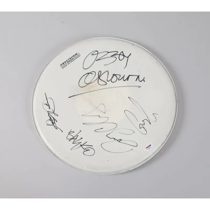 Ozzy Osbourne Gus G Tommy Clufetos Rob Nicholson Wakeman Signed Drumhead PSA DNA