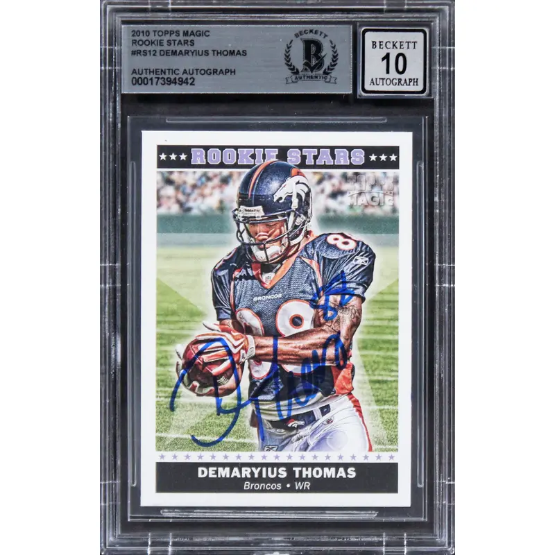 Demaryius Thomas Signed 2010 Topps Rookie Stars #R312 Card Auto 10! BAS Slabbed