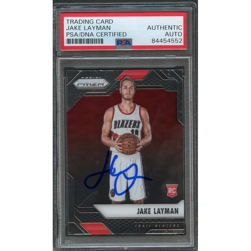 2016-17 Panini Prizm #279 Jake Layman Signed Rookie Card AUTO PSA Slabbed RC Blazers