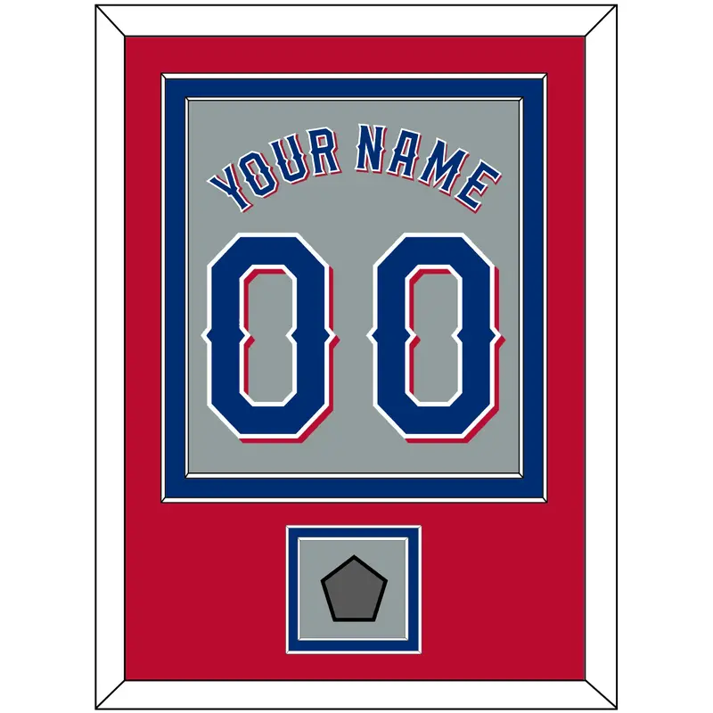 Texas Name & Number With World Series Champions Patch - Road Gray (2020-2023) - Double Mat 4