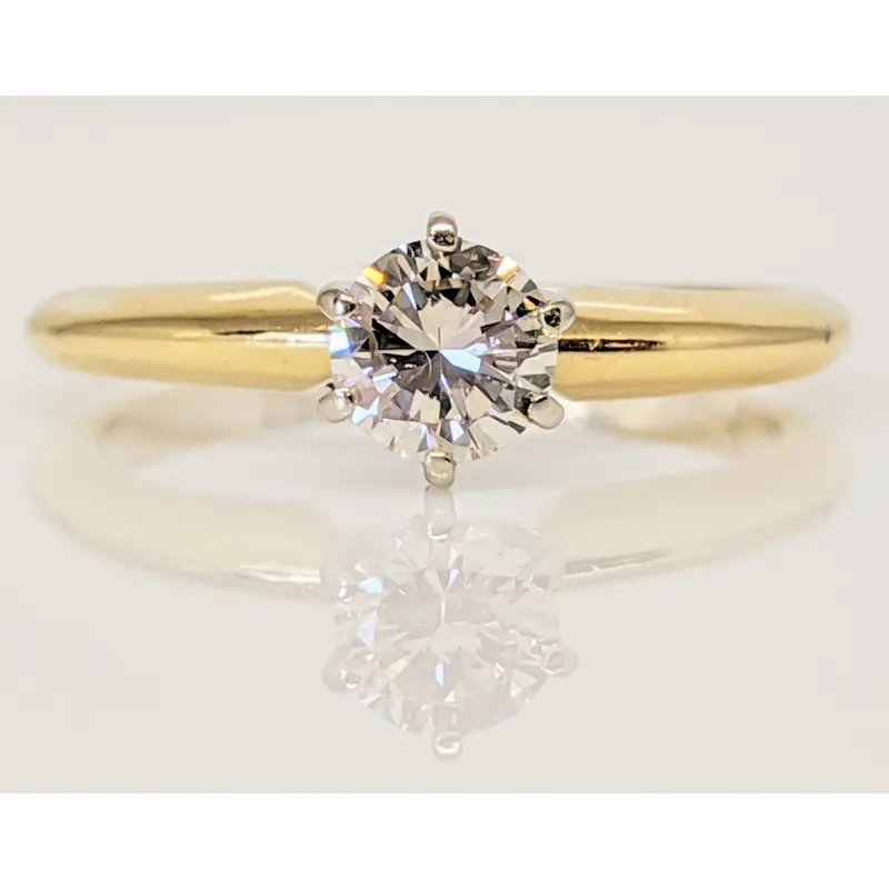 14K .34 CARAT TOTAL VS H DIAMOND ROUND MODERN CUT SOLITAIRE ESTATE RING 2.2 GRAMS