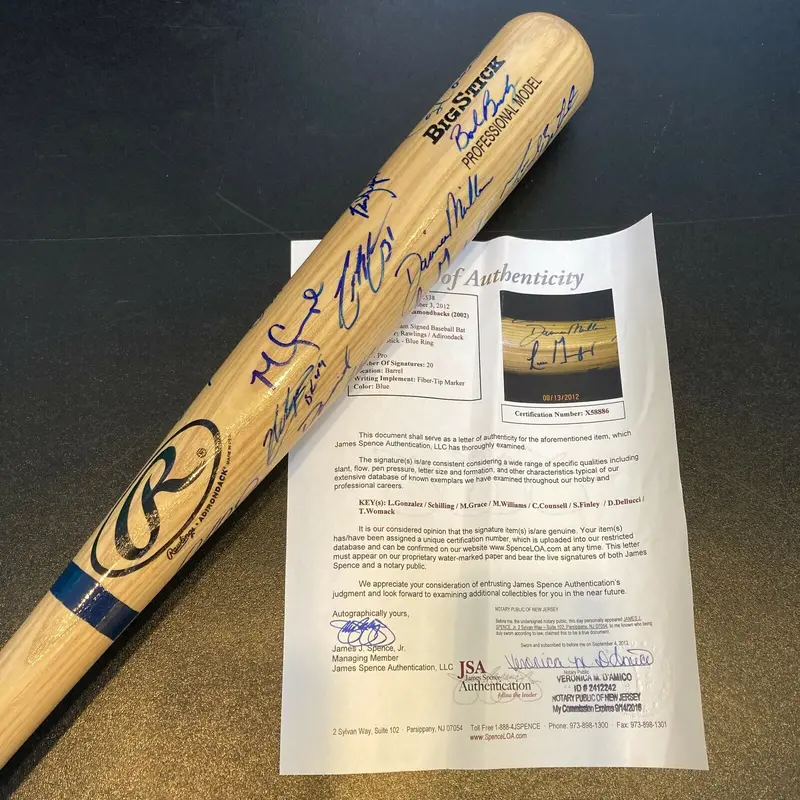 2002 Arizona Diamondbacks Team Signed Baseball Bat 20 Sigs With JSA COA