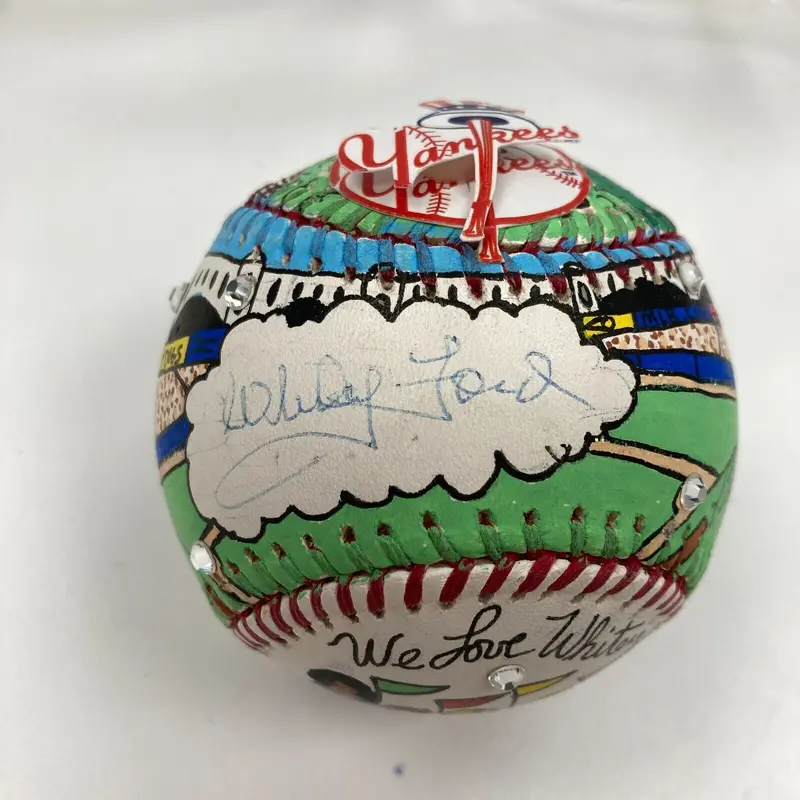Whitey Ford Signed Charles Fazzino Hand Painted Pop Art Baseball Steiner COA