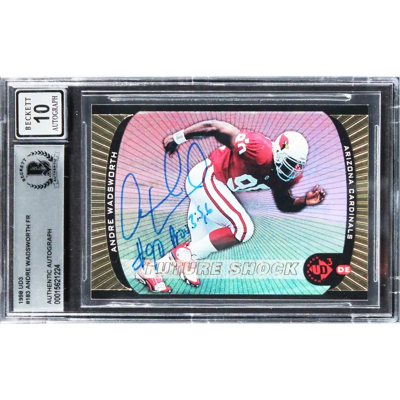 Cardinals Andre Wadsworth Signed 1998 UD3 #183 Rookie Card Auto 10 BAS Slabbed